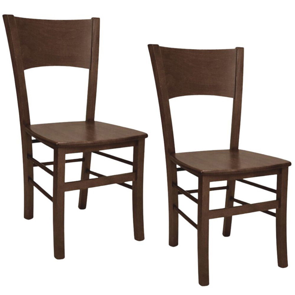 Sedie sala da pranzo Lucy set da 2 in legno noce scuro con seduta in massello