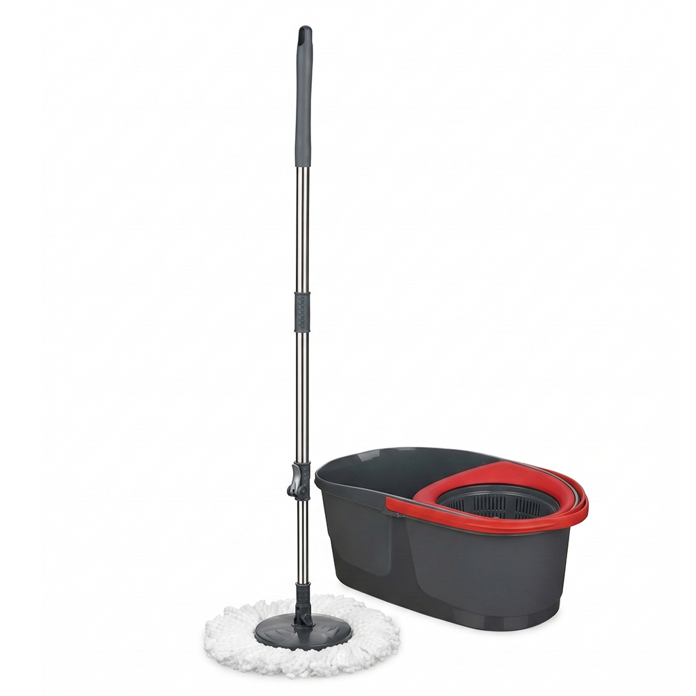 Mocio lavapavimenti rotante a 360&deg; mop microfibra secchio nero 13 litri