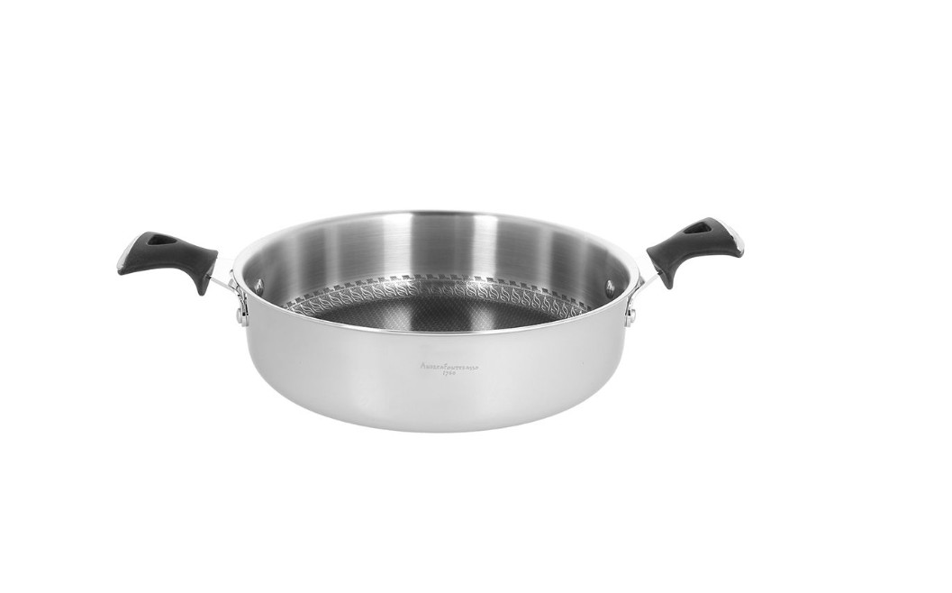 Tegame 2 Manici 32 cm Acciaio Inox 18/10 Linea Luxury Design Fondo Multistrato, Induzione, Antiaderente