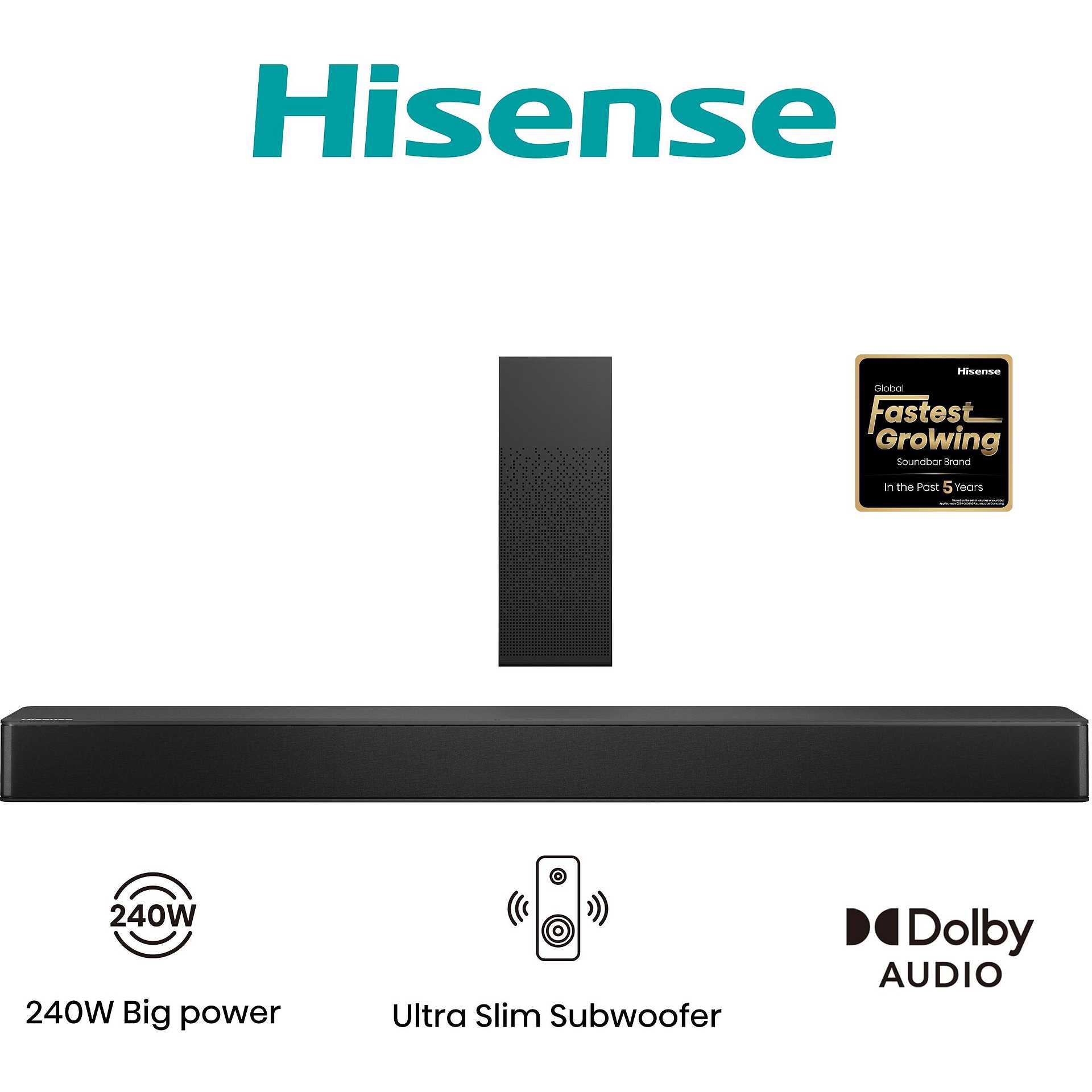 Hisense HS2100 Altoparlante Soundbar Bluetooth Potenza 240 W Colore Nero