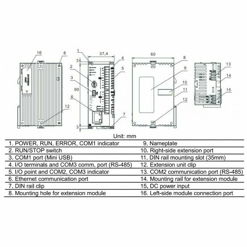 PLC CPU Porta Ethernet uscite a transistor NPN Delta DVP12SE11T