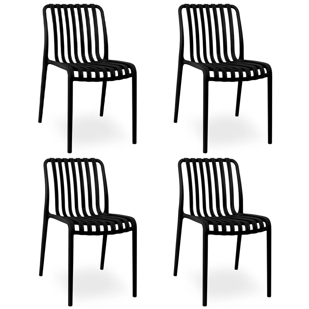 Iside Outdoor-Stuhl aus widerstandsfähigem Kunststoff, schwarzes Premium-Komfortmodell x4