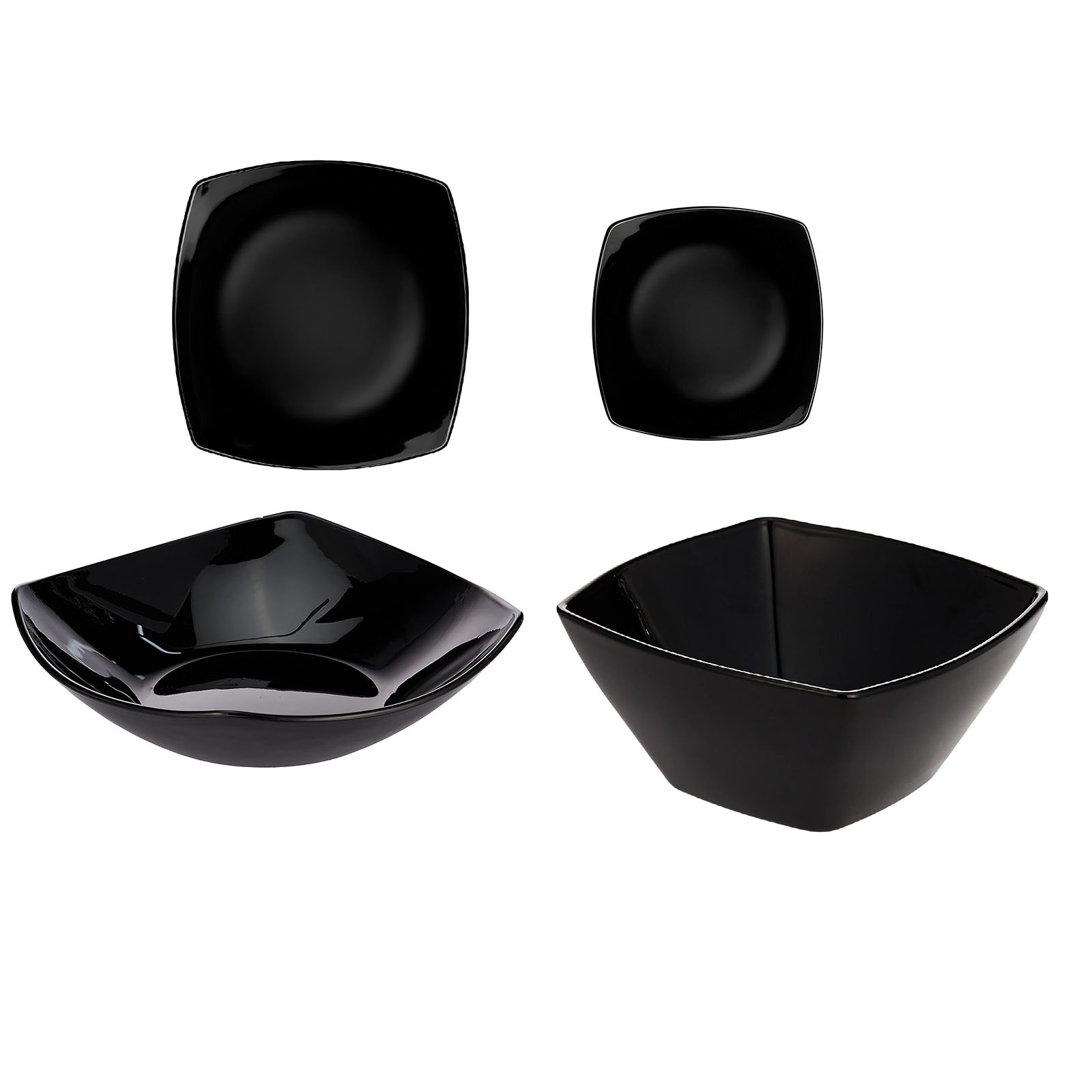 Set Piatti quadrato ECLISSI nero 19 Pezzi Servizio Tavola Moderno Impilabili