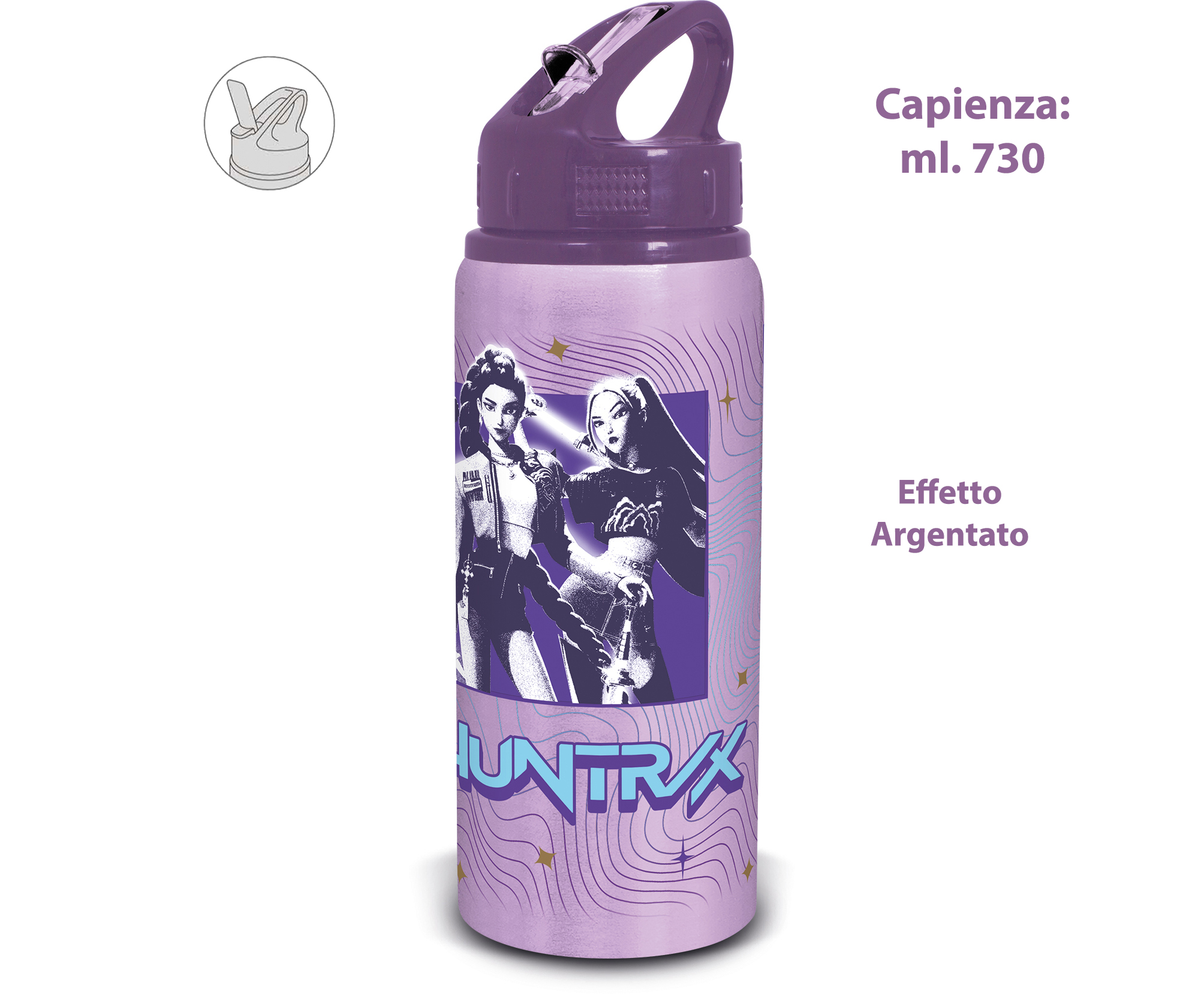 K-POP DEMON HUNTERS BORRACCIA IN ALLUMINIO 730 ML CON COPERCHIO ANTI-PERDITA