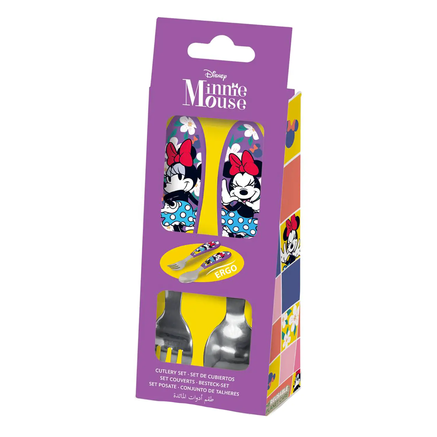 MINNIE SET 2 POSATE ACCIAIO FORCHETTA CUCCHIAIO SCUOLA PRANZO CASA PASTI ST81218
