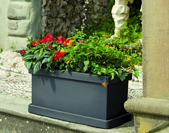 FIORIEREA SAGITTA CASSETTA RETTANGOLARE DA 80CM IN RESINA Colore: Antracite