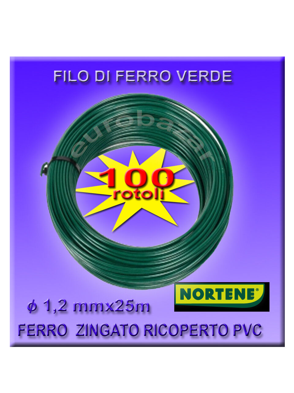 FILO ZINCATO PLASTIFICATO VERDE 1,2 mm X 25m LEGATURE RETE FERRO RECINZIONI - Foto 6 di 6