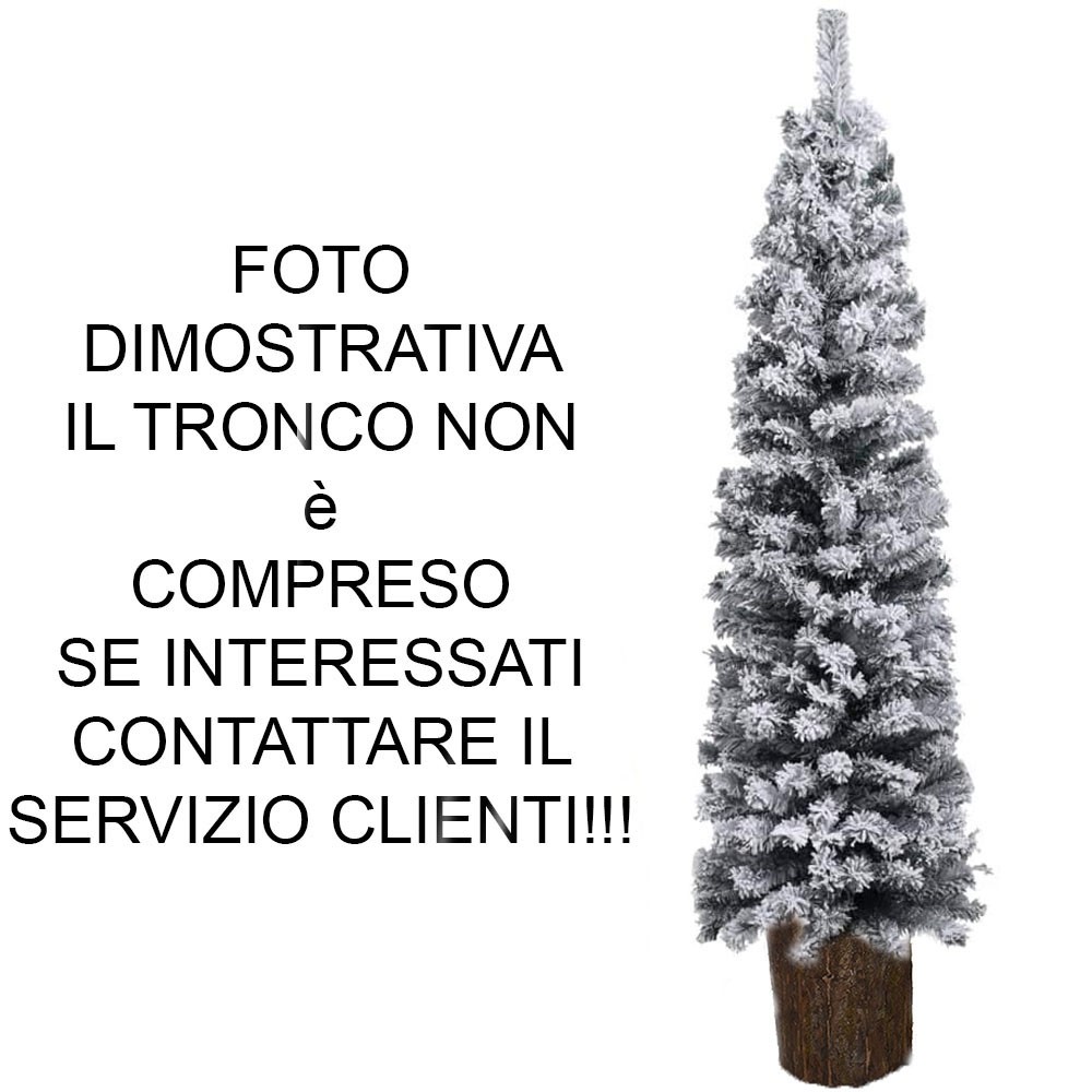 Albero di natale slim bianco innevato folto alto e stretto cm240 decorazioni addobbi artificiale natalizi ambiente casa