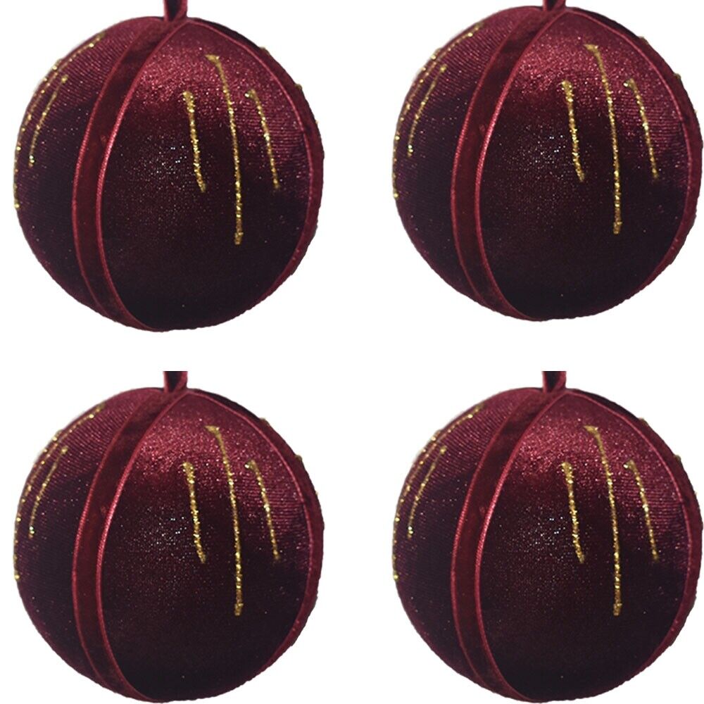 Palline velluto bordo oro palle per Albero di Natale 10 sfere cm 10 Decorazioni