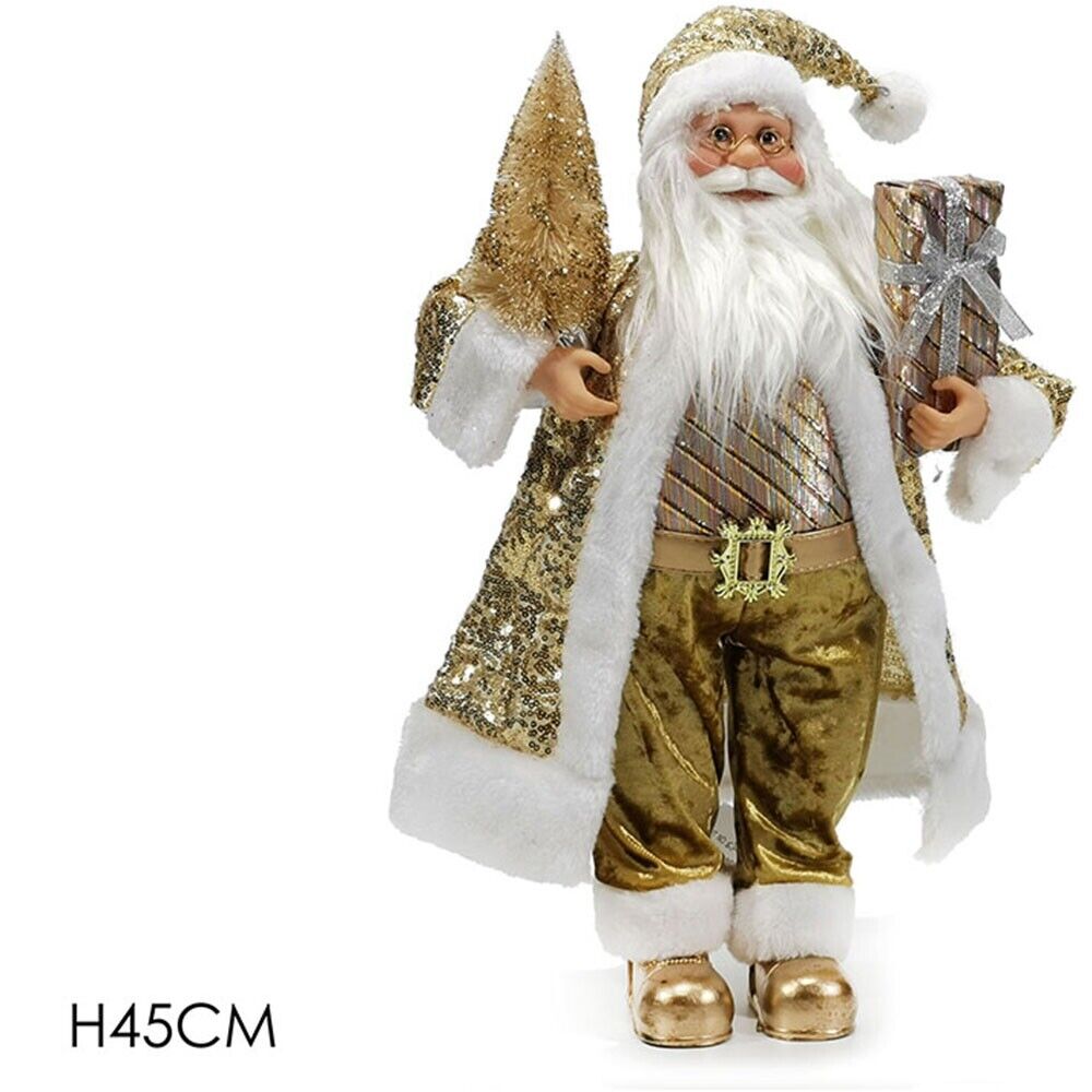 Babbo natale oro barba bianca pelliccia porta doni elegante per decorazioni nata