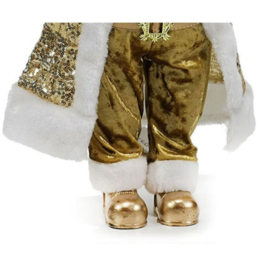 Babbo natale oro barba bianca pelliccia porta doni elegante per decorazioni nata