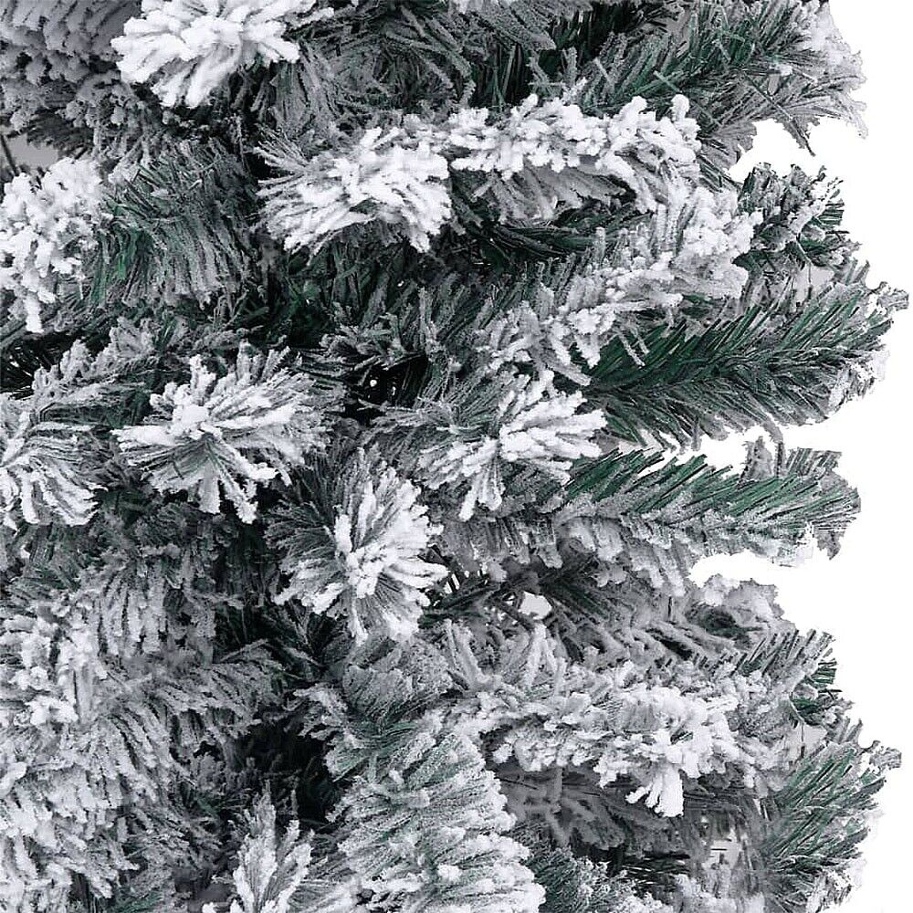 Albero di natale slim bianco innevato folto alto e stretto cm240 decorazioni addobbi artificiale natalizi ambiente casa