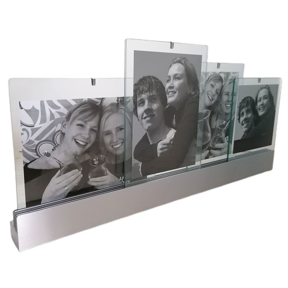 Portafoto collage da tavolo album cornice in vetro per ritratti moderno a 4 foto