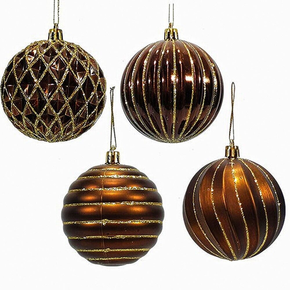 Palline per Albero di Natale in plastica Set 18 marrone oro decorazioni natalizi