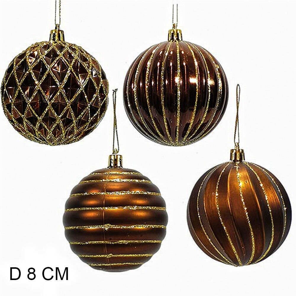 Palline per Albero di Natale in plastica Set 18 marrone oro decorazioni natalizi