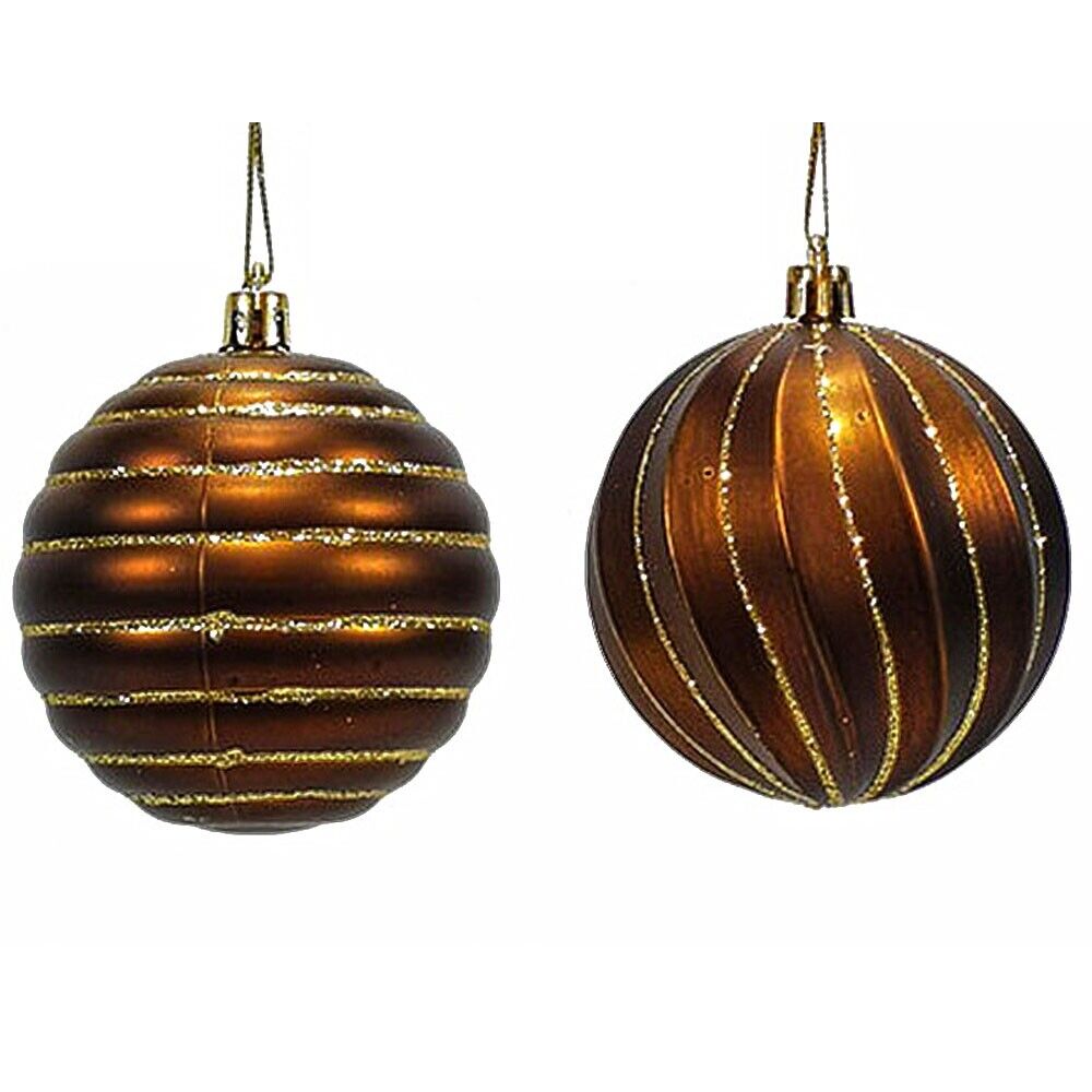 Palline per Albero di Natale in plastica Set 18 marrone oro decorazioni natalizi