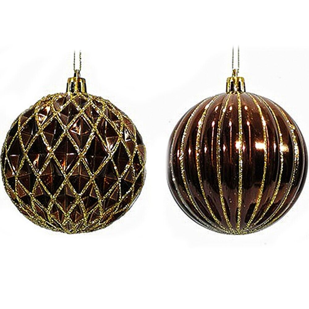 Palline per Albero di Natale in plastica Set 18 marrone oro decorazioni natalizi