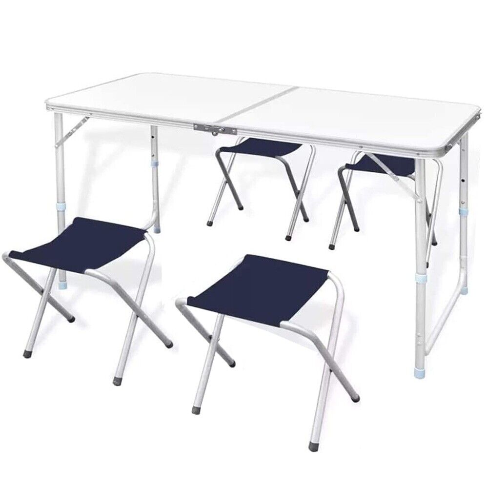 Tavolo da pic-nic con 4 sgabelli blu tavolino richiudibile a valigetta campeggio