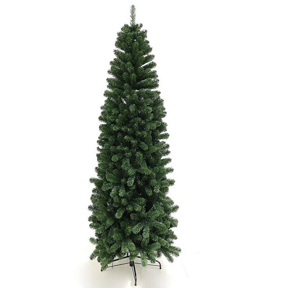 Albero di natale slim verde pino artificiale alto e stretto cm 230 folto pieno r