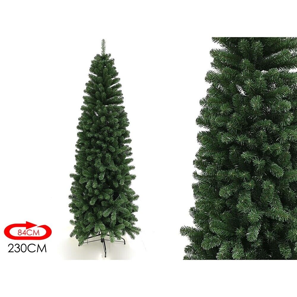 Albero di natale slim verde pino artificiale alto e stretto cm 230 folto pieno r