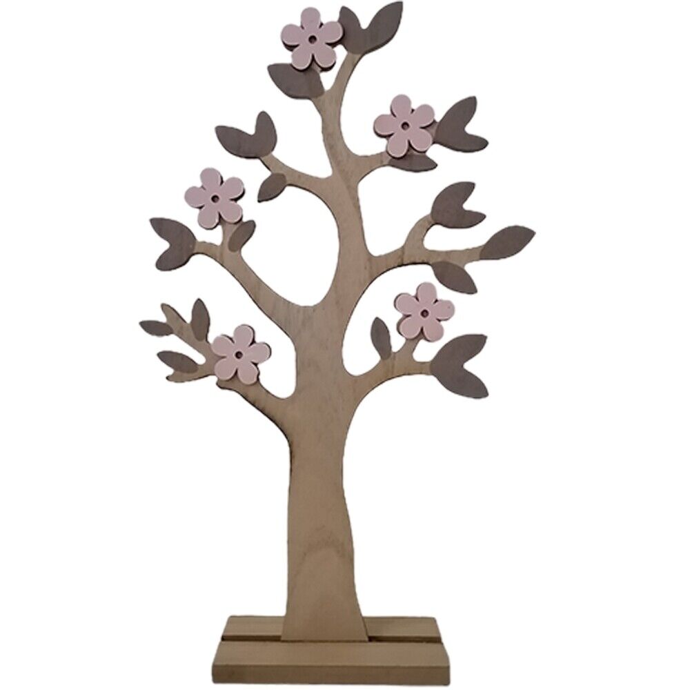 Albero di pasqua in legno con fiori bianco rosa arancio giallo decorazioni pasq - Foto 4 di 5