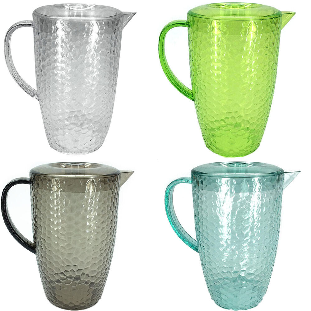 Caraffa con coperchio da 2 litri Bottiglia brocca in plastica chiusa bibite fres - Foto 11 di 18