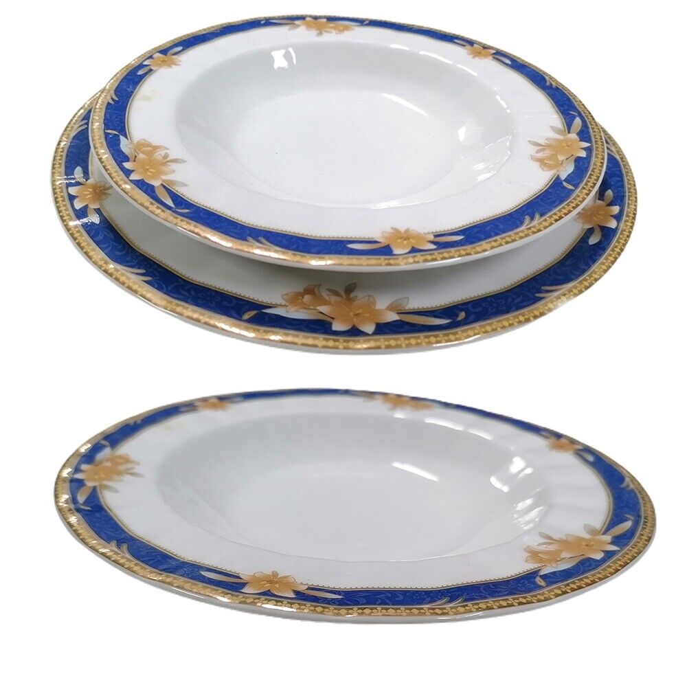 Servizio di piatti porcellana fiore filo oro blu tazze t&egrave; tazzine caff&egrave; teiera l