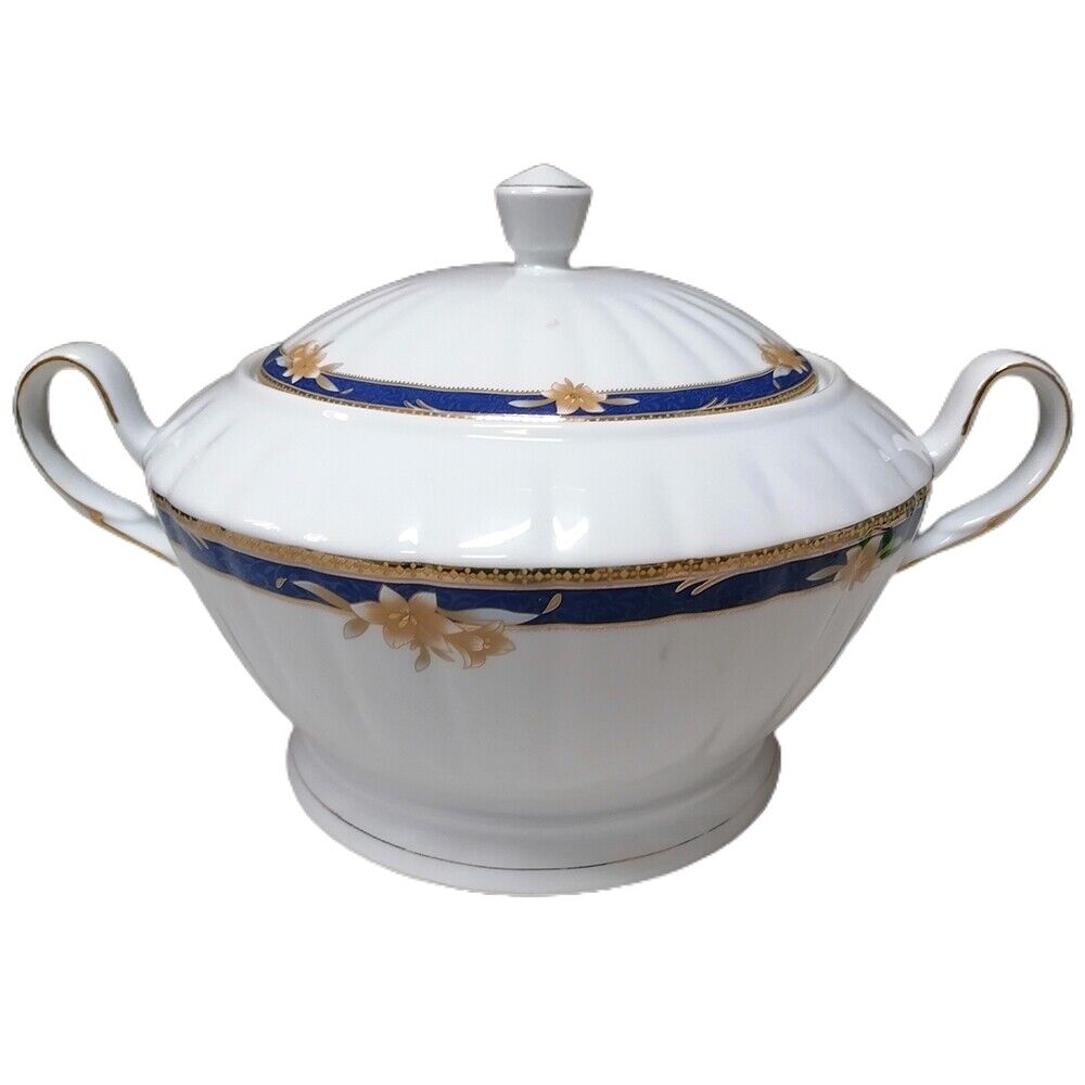 Servizio di piatti porcellana fiore filo oro blu tazze t&egrave; tazzine caff&egrave; teiera l