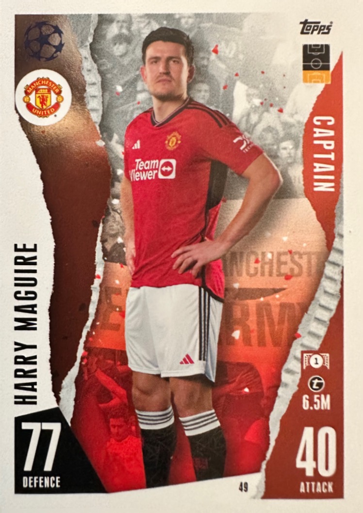 N.49  Harry Maguire Manchester United - Card Match Attax 2023/24 Topps