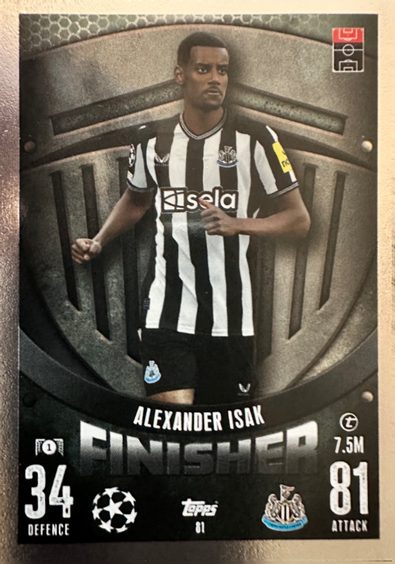 N.81  Alexander Isak Newcastle United   - Card Match Attax 2023/24 Topps
