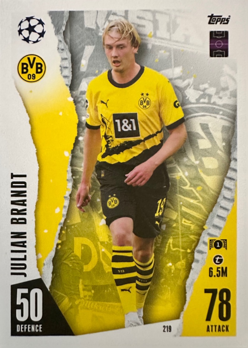 N.219  Julian Brandt Borussia Dortmund - Card Match Attax 2023/24 Topps