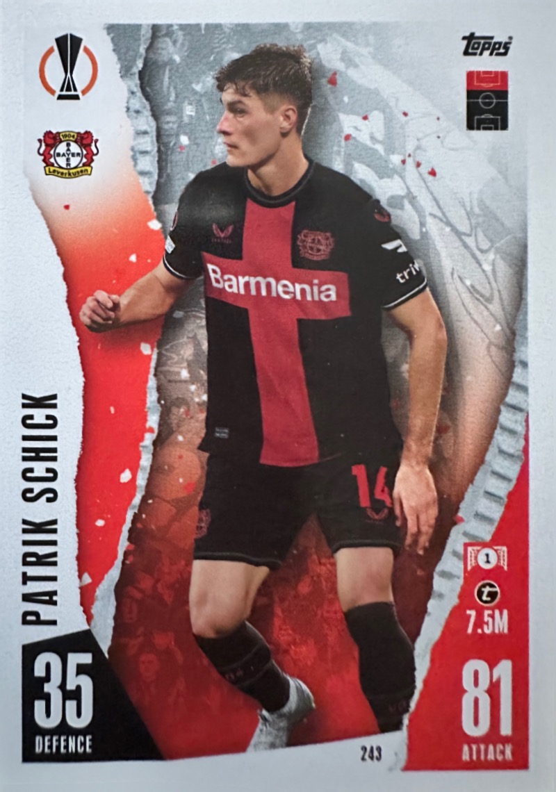 N.243  Patrik Schick Bayer 04 Leverkusen - Card Match Attax 2023/24 Topps