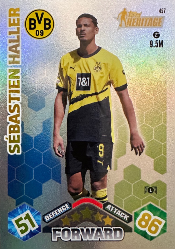 N.457  Sébastian Haller Borussia Dortmund Topps Heritage - Card Match Attax 2023